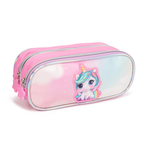 Kit Mochila Unicórnio Juvenil de Rodinha, Lancheira Térmica, Estojo Duplo