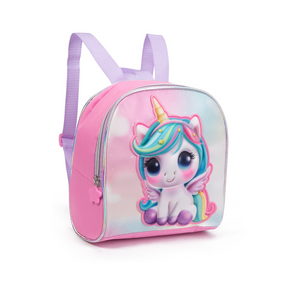 Kit Mochila Unicórnio Juvenil de Rodinha, Lancheira Térmica, Estojo Duplo